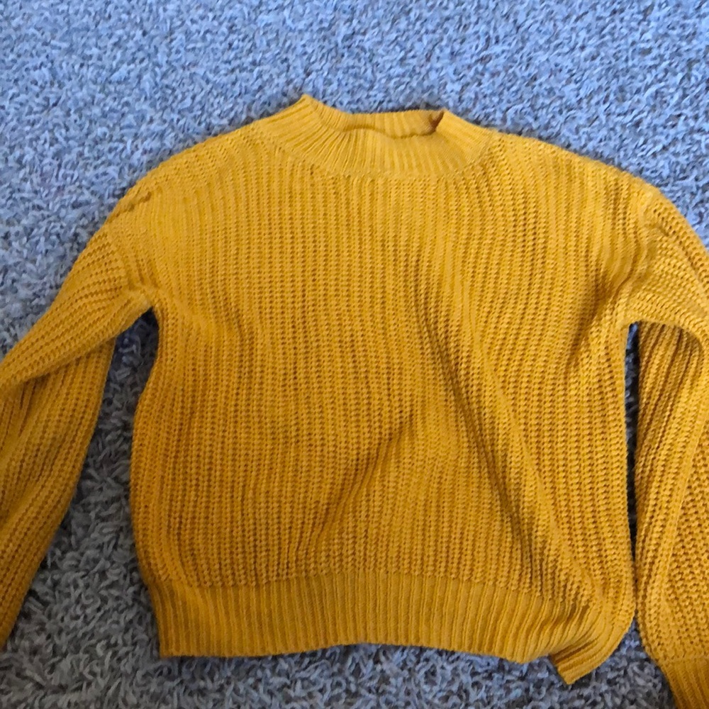 mustard yellow knit crop sweater